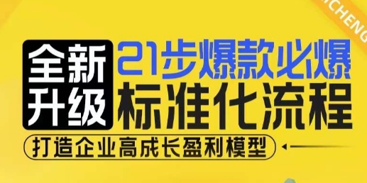 21步爆款必爆标准化流程，全新升级，打造企业高成长盈利模型-葛仙仙资源库