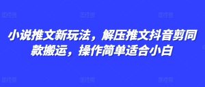 小说推文新玩法,解压推文抖音剪同款搬运,操作简单适合小白-葛仙仙资源库