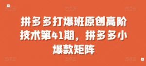 拼多多打爆班原创高阶技术第41期,拼多多小爆款矩阵-葛仙仙资源库