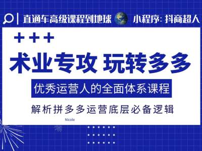 术业专攻玩转多多，优秀运营人的全面体系课程，解析拼多多运营底层必备逻辑-葛仙仙资源库