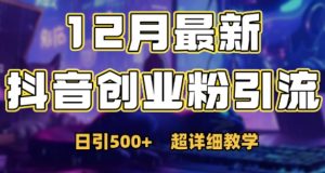 最新公开：12月份抖音日引500+创业粉秘籍-葛仙仙资源库