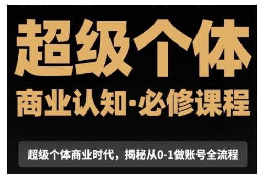 超级个体商业认知觉醒视频课，商业认知·必修课程揭秘从0-1账号全流程-葛仙仙资源库