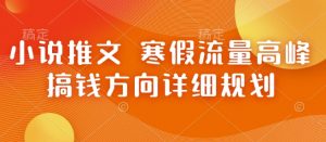 小说推文 寒假流量高峰 搞钱方向详细规划-葛仙仙资源库