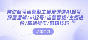 带你起号运营型主播培训课AI起号,底层逻辑/ai起号/运营晋级/主播进阶/基础操作/剪辑技巧-葛仙仙资源库