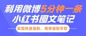 小红书利用微博5分钟一条图文笔记,实现快速涨粉,商单接到手软-葛仙仙资源库