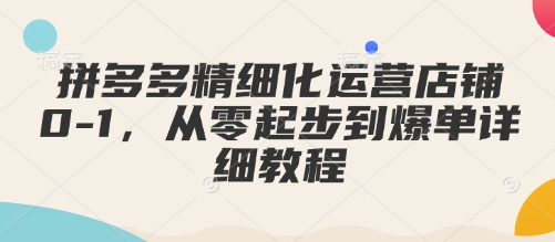 拼多多精细化运营店铺0-1，从零起步到爆单详细教程-葛仙仙资源库