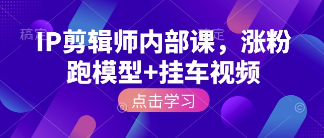 IP剪辑师内部课，涨粉跑模型+挂车视频-葛仙仙资源库