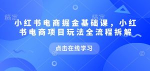 小红书电商掘金课,小红书电商项目玩法全流程拆解-葛仙仙资源库