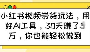 小红书视频带货玩法,用好AI工具,30天收益过W,你也能轻松做到-葛仙仙资源库