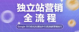 独立站营销全流程,Google SEO优化,社媒站外引流,独家营销技巧-葛仙仙资源库