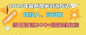 2025年最新独家引流方法,低投入高回报?当日引流300+精准创业粉-葛仙仙资源库