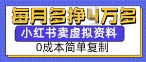 小红书虚拟资料项目,0成本简单复制,每个月多挣1W【揭秘】-葛仙仙资源库