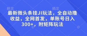 最新微头条挂JI玩法，全自动撸收益，全网首发，单账号日入300+，附矩阵玩法【揭秘】-葛仙仙资源库
