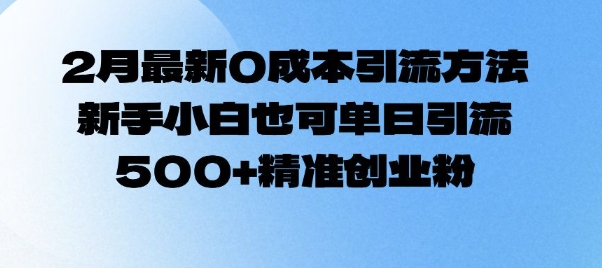 2月最新0成本引流方法，新手小白也可单日引流500+精准创业粉-葛仙仙资源库