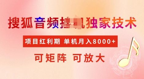 全网首发搜狐音频挂JI独家技术，项目红利期，可矩阵可放大，稳定月入8k【揭秘】-葛仙仙资源库