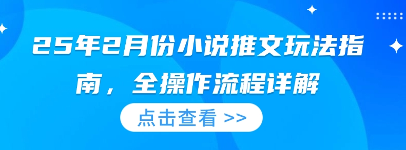 25年2月份小说推文玩法指南，全操作流程详解-葛仙仙资源库