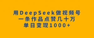 用DeepSeek做视频号,一条作品点赞几十万,单日变现1k-葛仙仙资源库