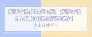 知乎小说推文怎么玩,知乎小说推文项目保姆级实战教程-葛仙仙资源库