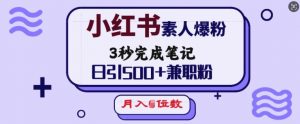 小红书素人爆粉,3秒完成笔记,日引500+兼职粉,月入5位数-葛仙仙资源库