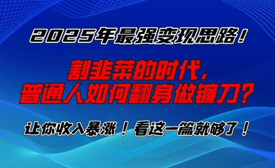 2025年最强变现思路，割韭菜的时代， 普通人如何翻身做镰刀？【揭秘】-葛仙仙资源库