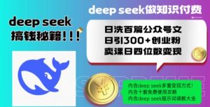 Deepseek做知识付费日洗百篇公众号文日引300+创业粉,卖课日四位数变现保姆级教程!-葛仙仙资源库