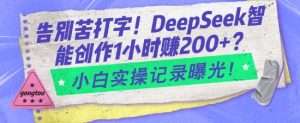 告别苦打字!DeepSeek智能创作1小时入2张?小白实操记录曝光-葛仙仙资源库
