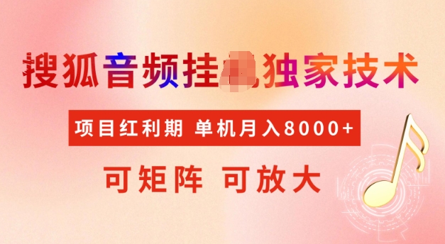 首发搜狐音频挂JI，项目红利期，可矩阵可放大，稳定月入5k【揭秘】-葛仙仙资源库