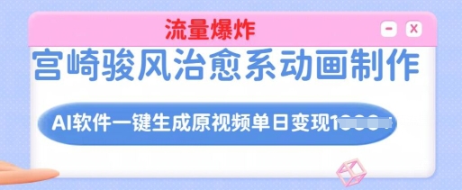 宫崎骏风治愈系动画制作，AI软件一键生成原创视频流量爆炸，单日变现多张，详细实操流程-葛仙仙资源库