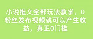 小说推文全部玩法教学,0粉丝发布视频就可以产生收益,真正0门槛-葛仙仙资源库