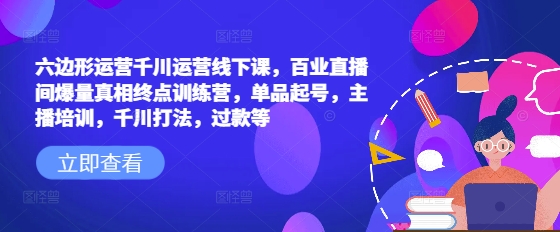 六边形运营千川运营线下课，百业直播间爆量真相终点训练营，单品起号，主播培训，千川打法，过款等-葛仙仙资源库