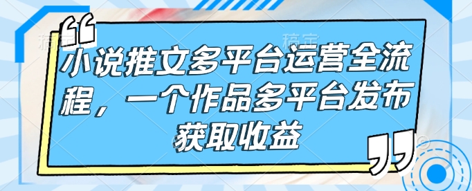 小说推文多平台运营全流程，一个作品多平台发布获取收益-葛仙仙资源库