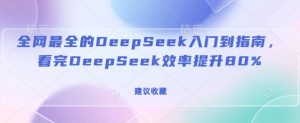 全网最全的DeepSeek入门到指南,看完DeepSeek效率提升80%(建议收藏)-葛仙仙资源库