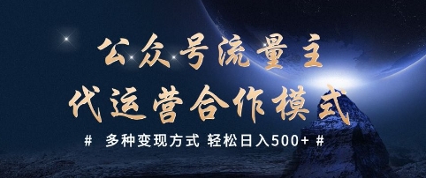 公众号流量主代运营  多种变现方式 轻松日入5张【揭秘】-葛仙仙资源库