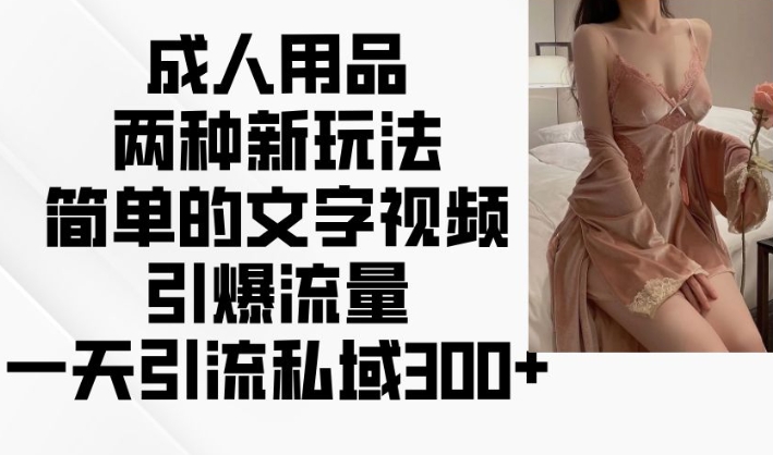 成人用品两种新玩法，简单的文字视频引爆流量，一天引流私域300+-葛仙仙资源库