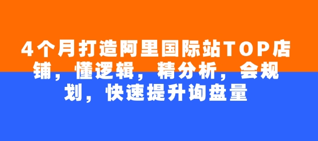 4个月打造阿里国际站TOP店铺，懂逻辑，精分析，会规划，快速提升询盘量-葛仙仙资源库