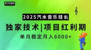 2025汽水音乐挂JI,独家技术,项目红利期,稳定月入5k【揭秘】-葛仙仙资源库
