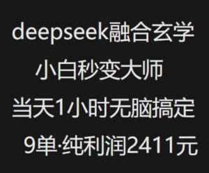 抖音小红书deepseek融合玄学,纯小白秒变大师,当天1小时无脑搞定9单,纯利润上千-葛仙仙资源库