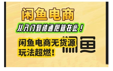 闲鱼电商实战课，从入门到精通秘籍在此，闲鱼电商无货源玩法超燃!-葛仙仙资源库