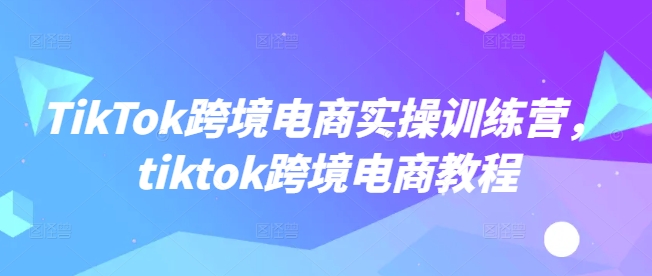 TikTok跨境电商实操训练营，tiktok跨境电商教程-葛仙仙资源库