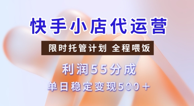 快手小店代运营3.0，模式新升级，收益55分，稳定单日5张【揭秘】-葛仙仙资源库