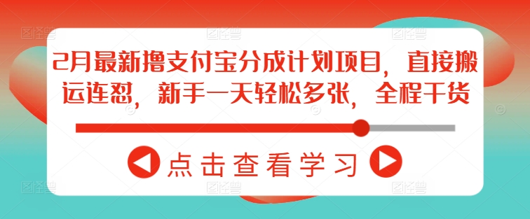 2月最新撸支付宝分成计划项目，直接搬运连怼，新手一天轻松多张，全程干货-葛仙仙资源库