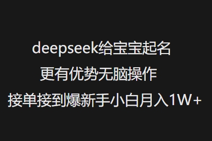deepseek给宝宝起名更有优势无脑操作接单接到爆新手小白月入1W+-葛仙仙资源库