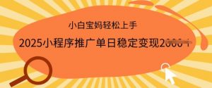 2025小程序推广单日稳定变现多张,一部手机即可操作,小白宝妈轻松上手【揭秘】-葛仙仙资源库