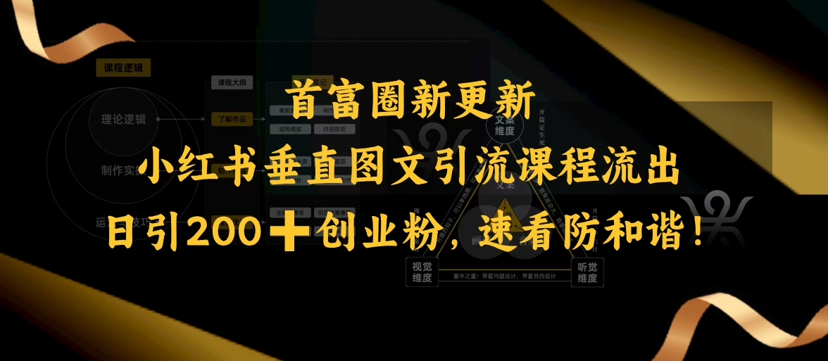 小红书垂直图文引流课程流出，日引200+创业粉，速看防和谐-葛仙仙资源库