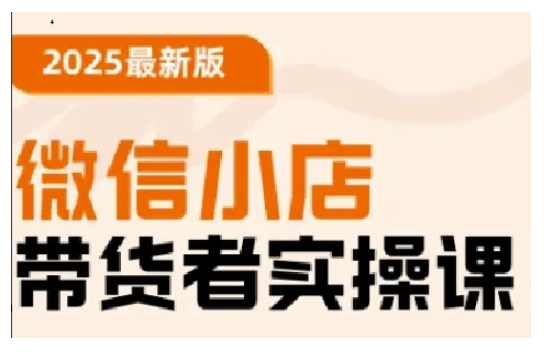 2025最新版微信小店带货者实操课，基础操作到高级运营技巧，快速上手-葛仙仙资源库