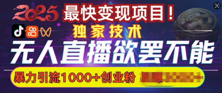 欲罢不能的无人直播引流，超暴力日引流1000+高质量精准创业粉-葛仙仙资源库