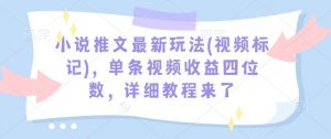 小说推文最新玩法(视频标记),单条视频收益四位数,详细教程来了-葛仙仙资源库