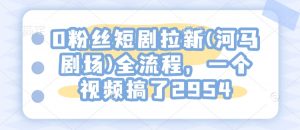 0粉丝短剧拉新(河马剧场)全流程,一个视频搞了2954-葛仙仙资源库