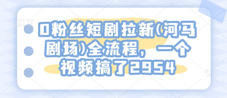 0粉丝短剧拉新(河马剧场)全流程，一个视频搞了2954-葛仙仙资源库