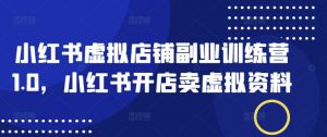 小红书虚拟店铺副业训练营1.0,小红书开店卖虚拟资料-葛仙仙资源库
